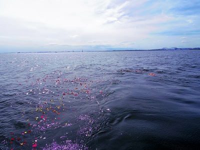 海に広がるお花